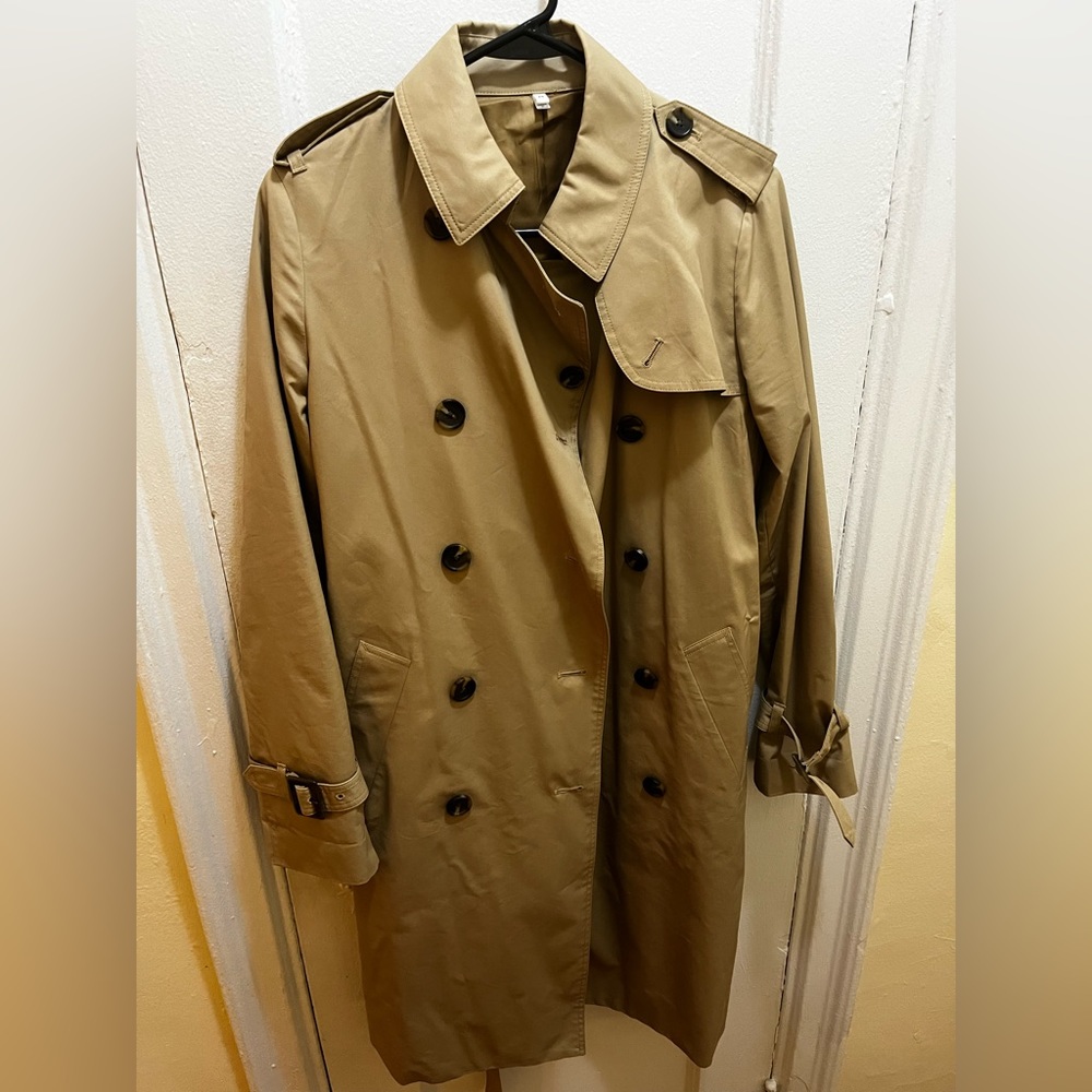 Muji Tan Double-Breasted Trench Coat